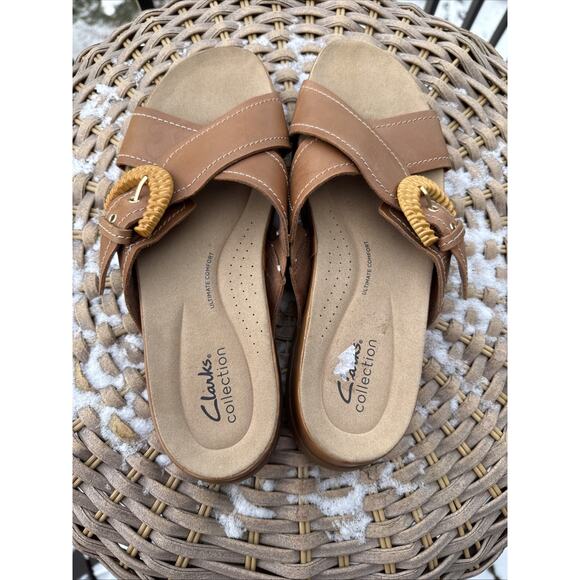 Clarks Reileigh Slide Sandal Women’s US 8.5 EU 39.5 Tan Light Brown Comfort - Picture 5 of 11